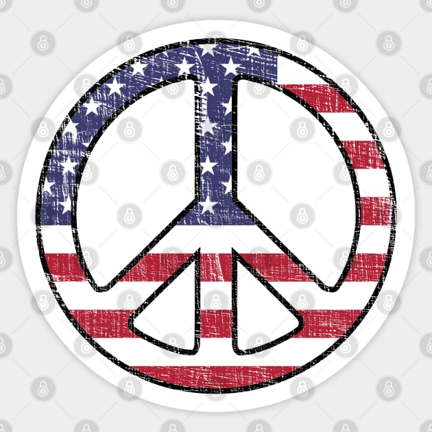 American Flag Peace Sign Sticker by Webdango